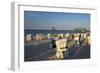 Germany, Western Pomerania, Island Usedom, Heringsdorf, Pier, Beach Chairs, Evening Light-Chris Seba-Framed Photographic Print