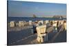 Germany, Western Pomerania, Island Usedom, Heringsdorf, Pier, Beach Chairs, Evening Light-Chris Seba-Stretched Canvas