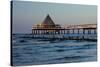 Germany, Western Pomerania, Island Usedom, Heringsdorf, Pier Restaurant, Afterglow Light-Chris Seba-Stretched Canvas