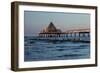 Germany, Western Pomerania, Island Usedom, Heringsdorf, Pier Restaurant, Afterglow Light-Chris Seba-Framed Photographic Print