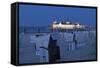 Germany, Western Pomerania, Island Usedom, Seaside Resort Ahlbeck, Pier, Evening-Chris Seba-Framed Stretched Canvas