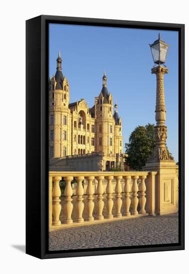 Germany, Western Pomerania, Schwerin Palace, Evening Sun-Chris Seba-Framed Stretched Canvas
