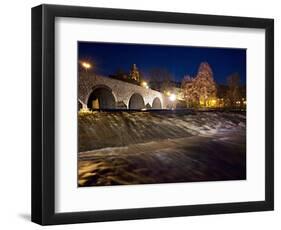 Germany, Wetzlar, Night Lighting, Lahn Wehr-K. Schlierbach-Framed Photographic Print