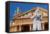 Germany, Wiesbaden, Hessian State Theatre, Schiller Monument-Catharina Lux-Framed Stretched Canvas