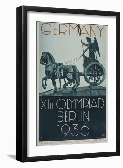 Germany XIth Olympiad Berlin 1936, Poster Depicts a Profile View of the 'Quadriga'-null-Framed Art Print
