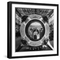 Germaqn Scientist Wernher Von Braun Examining a Jet Engine-null-Framed Photographic Print