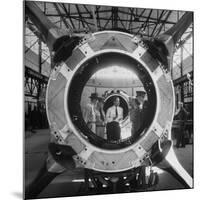 Germaqn Scientist Wernher Von Braun Examining a Jet Engine-null-Mounted Photographic Print