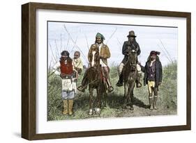 Geronimo and Natchez on Horseback during the Apache Wars, c.1886-null-Framed Giclee Print