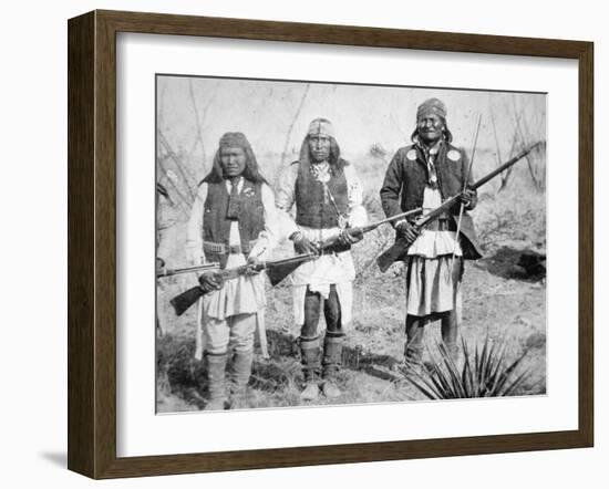 Geronimo and Three of His Apache Warriors, 1886-null-Framed Photographic Print