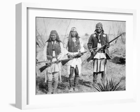 Geronimo and Three of His Apache Warriors, 1886-null-Framed Photographic Print