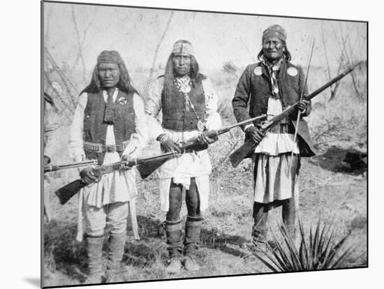 Geronimo and Three of His Apache Warriors, 1886-null-Mounted Photographic Print