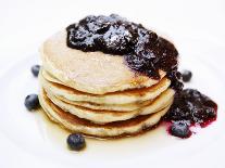 A Pile of Pancakes with Blueberry Sauce and Maple Syrup-Gerrit Buntrock-Photographic Print