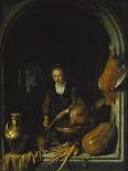 Rembrandt's Mother at the Spinning Wheel-Gerrit Dou-Mounted Giclee Print