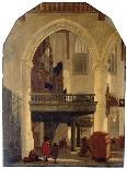 The West End of the Oude Kerk, Delft, from the Southern Aisle to the North with the Organ Loft (Oil-Gerrit Houckgeest-Giclee Print