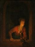 Girl with an Oil Lamp at a Window, 1645-75-Gerrit or Gerard Dou-Giclee Print