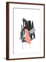 Gestural Brush, Coral-Lora Gold-Framed Art Print