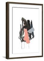 Gestural Brush, Coral-Lora Gold-Framed Art Print