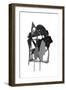 Gestural Brush, Grey-Lora Gold-Framed Art Print