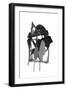 Gestural Brush, Grey-Lora Gold-Framed Art Print