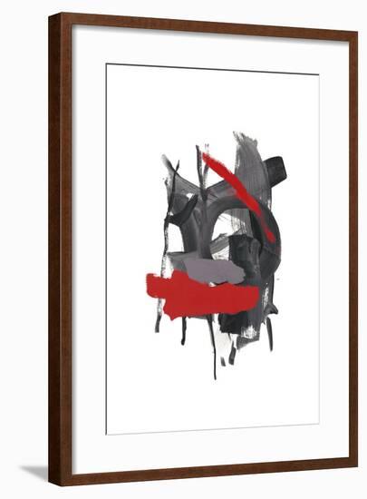 Gestural Brush, Red-Lora Gold-Framed Art Print