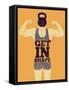 Get in Shape. Typographic Gym Phrase Vintage Grunge Poster Design with Strong Man. Retro Vector Ill-ZOO BY-Framed Stretched Canvas