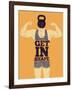 Get in Shape. Typographic Gym Phrase Vintage Grunge Poster Design with Strong Man. Retro Vector Ill-ZOO BY-Framed Art Print