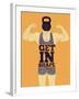 Get in Shape. Typographic Gym Phrase Vintage Grunge Poster Design with Strong Man. Retro Vector Ill-ZOO BY-Framed Art Print