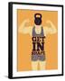 Get in Shape. Typographic Gym Phrase Vintage Grunge Poster Design with Strong Man. Retro Vector Ill-ZOO BY-Framed Art Print