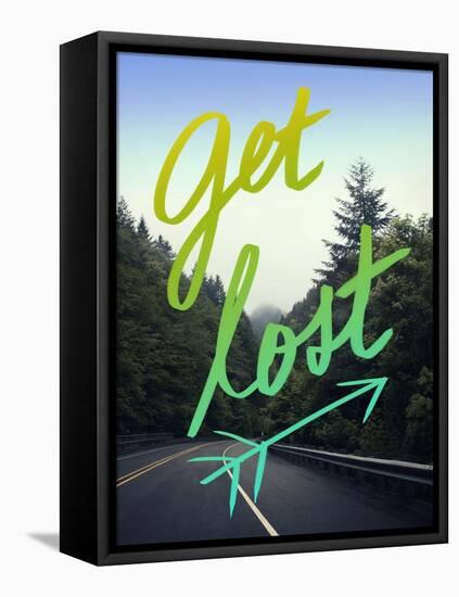 Get Lost Road Green-Leah Flores-Framed Stretched Canvas