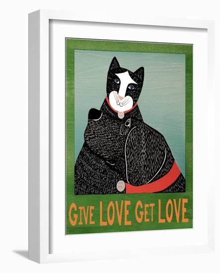 Get Love Give Love Bannerblack And Black And White Cat-Stephen Huneck-Framed Giclee Print