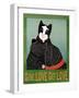 Get Love Give Love Bannerblack And Black And White Cat-Stephen Huneck-Framed Giclee Print