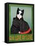 Get Love Give Love Bannerblack And Black And White Cat-Stephen Huneck-Framed Stretched Canvas