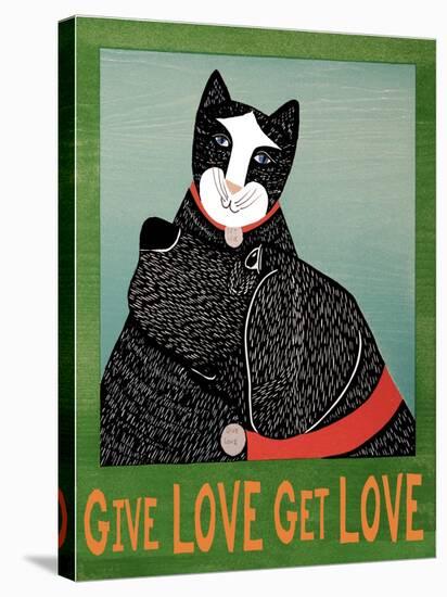 Get Love Give Love Bannerblack And Black And White Cat-Stephen Huneck-Stretched Canvas