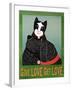 Get Love Give Love Bannerblack And Black And White Cat-Stephen Huneck-Framed Giclee Print