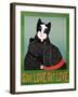 Get Love Give Love Bannerblack And Black And White Cat-Stephen Huneck-Framed Giclee Print