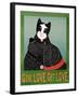 Get Love Give Love Bannerblack And Black And White Cat-Stephen Huneck-Framed Giclee Print