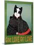 Get Love Give Love Bannerblack And Black And White Cat-Stephen Huneck-Mounted Giclee Print