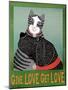 Get Love Give Love Bannerblack And Grey Cat-Stephen Huneck-Mounted Giclee Print