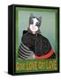 Get Love Give Love Bannerblack And Grey Cat-Stephen Huneck-Framed Stretched Canvas