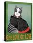 Get Love Give Love Bannerblack And Grey Cat-Stephen Huneck-Stretched Canvas