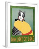 Get Love Give Love Banneryellow Dog And Grey Cat-Stephen Huneck-Framed Giclee Print