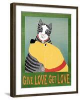 Get Love Give Love Banneryellow Dog And Grey Cat-Stephen Huneck-Framed Giclee Print