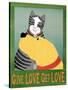 Get Love Give Love Banneryellow Dog And Grey Cat-Stephen Huneck-Stretched Canvas