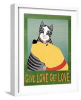 Get Love Give Love Banneryellow Dog And Grey Cat-Stephen Huneck-Framed Giclee Print