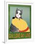 Get Love Give Love Banneryellow Dog And Grey Cat-Stephen Huneck-Framed Giclee Print