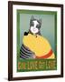 Get Love Give Love Banneryellow Dog And Grey Cat-Stephen Huneck-Framed Giclee Print