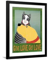 Get Love Give Love Banneryellow Dog And Grey Cat-Stephen Huneck-Framed Giclee Print