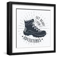 Get Ready for Adventures - Hiking Shoe-Anton Yanchevskyi-Framed Art Print