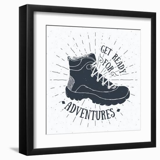 Get Ready for Adventures - Hiking Shoe-Anton Yanchevskyi-Framed Art Print