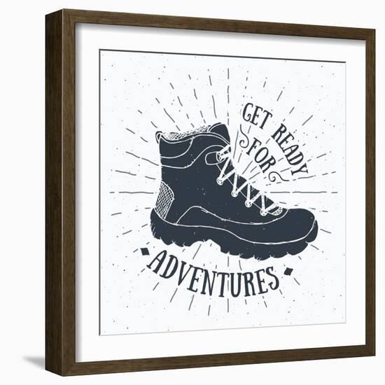 Get Ready for Adventures - Hiking Shoe-Anton Yanchevskyi-Framed Art Print